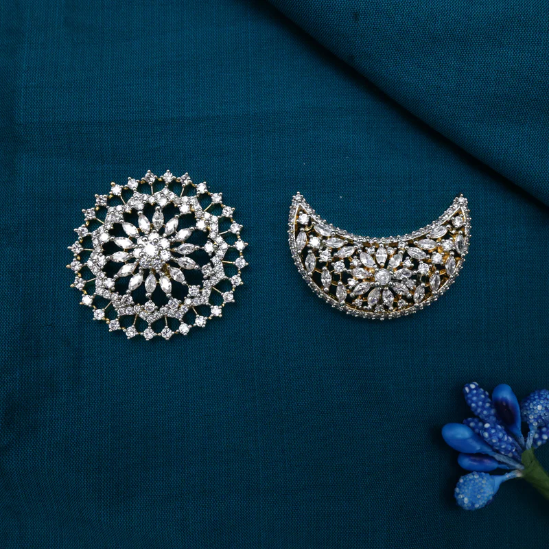 Diamond Look AD Bridal Sun Moon Hair Bridal Choti